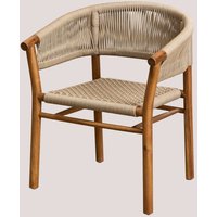 Sklum - 4er-Pack Tenay Classic Gartenstühle mit Armlehnen aus Akazienholz und geflochtenem Seil Braun Weizen von SKLUM