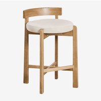 Sklum - 4er-Pack hohe Hocker aus Eichenholz und Manila-Polsterung ↑65 cm Braun Natur von SKLUM