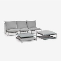 Amaro Gartenset mit 3-teiligem Modulsofa, Beistelltisch und umwandelbarem Ottoman Grau - Sklum von SKLUM