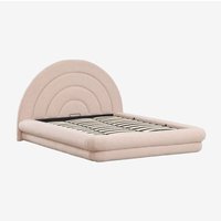 Sklum - Bett mit aufklappbarem Bettkasten aus Bouclé-Stoff Borzensi 180 x 200 cm von SKLUM