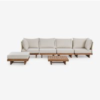 Sklum - Dailin 4-teiliges modulares Gartensofa-Set mit 2 Eckstühlen, Couchtisch und Pouf aus Akazienholz Akazie Braun von SKLUM