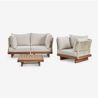 Sklum - Dailin Akazienholz 2-teiliges modulares Sofa-Wohnzimmerset mit 2 Eckstühlen, Couchtisch und Sessel Akazie Braun Sklum - Dailin Akazienholz 2-teiliges modulares Sofa-Wohnzimmerset mit 2 Eckstühlen, Couchtisch und Sessel Akazie Braun von SKLUM