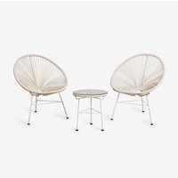 Sklum - Gartenset mit 2 Sesseln und Beistelltisch aus Stahl und Kunstgeflecht New Acapulco Beige Tapioca von SKLUM