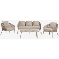Sklum - Gartenset mit 2-Sitzer-Sofa, 2 Sesseln und Couchtischen aus Aluminium und geflochtenem Seil Arhiza Braun Mokka Sklum - Gartenset mit 2-Sitzer-Sofa, 2 Sesseln und Couchtischen aus Aluminium und geflochtenem Seil Arhiza Braun Mokka von SKLUM