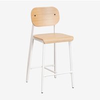 Sklum - Hoher Hocker 65 cm in Eichenfurnier And Gardenia Weiß von SKLUM