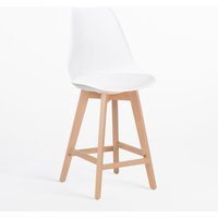 Nordischer Barhocker mit Kunstlederkissen Weiss ↑65 cm - Sklum von SKLUM
