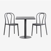 Sklum - Outdoor-Set mit quadratischem Tisch 70 x 70 cm und 2 Stühle Mizzi Grau Graphit von SKLUM