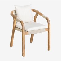 Pack 2 Gartenstühle mit Armlehnen aus Akazienholz Dubai Gardenia Weiß Rustikales Akazienbraun - Sklum von SKLUM