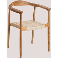 Sklum - Pack mit 4 Esszimmerstühlen mit Armlehnen aus Rattan und Teakholz Kiemer Natürlich von SKLUM