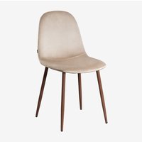 Sklum - Packen Sie 2 Glamm-Esszimmerstühle aus Samt Braun Weizen Dunkles Holz von SKLUM