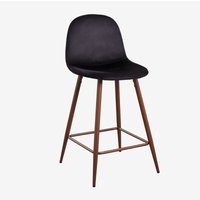 Sklum - Packung mit 2 hohen Hockern aus Glamm-Samt ↑65 cm Schwarz Dunkles Holz Sklum - Packung mit 2 hohen Hockern aus Glamm-Samt ↑65 cm Schwarz Dunkles Holz von SKLUM