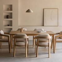 Sklum - Rechteckiges Tischset 180x90 cm aus Kaela-Akazienholz und 6 Uleno-Esszimmerstühlen aus Akazienholz Akazie Braun von SKLUM