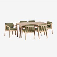 Sklum - Rechteckiges Tischset 180x90 cm und 6 Esszimmerstühle aus Akazienholz Kaela Helles Akazienbraun Sklum - Rechteckiges Tischset 180x90 cm und 6 Esszimmerstühle aus Akazienholz Kaela Helles Akazienbraun von SKLUM
