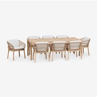 Sklum - Rechteckiges Tischset 220x100 cm und 8 Esszimmerstühle aus Akazienholz und geflochtenem Karvia-Seil Helles Akazienbraun Sklum - Rechteckiges Tischset 220x100 cm und 8 Esszimmerstühle aus Akazienholz und geflochtenem Karvia-Seil Helles Akazienbraun von SKLUM