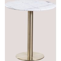 Sklum - Runder Bartisch aus Cosmopolitan Marmor Ø70 cm Champagner-Gold Weißer Marmor von SKLUM