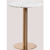 Runder Bartisch aus Terrazzo (Ø60 cm) Malibu Roségold Weiß - Roségold Weiß - Sklum von SKLUM