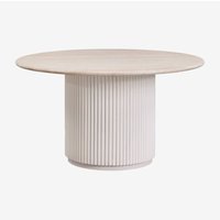 Sklum - Runder Esstisch Giselda aus Naturstein und Mangoholz Travertine Ø140 cm Sklum - Runder Esstisch Giselda aus Naturstein und Mangoholz Travertine Ø140 cm von SKLUM