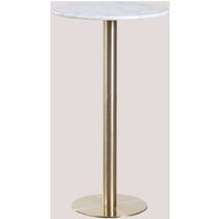 Sklum - Runder hoher Bartisch aus Marmor (Ø60 cm) Cosmopolitan Champagner-Gold Weißer Marmor von SKLUM