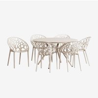 Rundes Valerie-Tischset aus Aluminium (Ø125 cm) und 6 Ores-Gartenstühle Beige Tapioca - Sklum von SKLUM