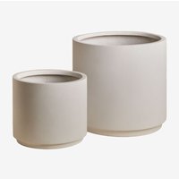 Sklum - Set aus 2 Außenpflanzgefäßen Ø25 cm / Ø35 cm aus Poly-Stone Saturn Weiss von SKLUM