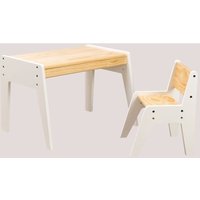 Sklum - Set aus Tisch und Stuhl aus Holz Blaby Kids Weiss von SKLUM