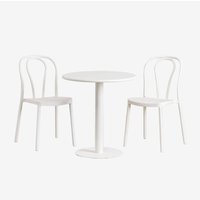 Sklum - Set aus rundem Tisch Ø70 cm und 2 Gartenstühlen Mizzi Gardenia Weiß von SKLUM