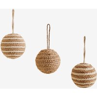 Sklum - Set mit 3 Weihnachtsornamenten aus geflochtenem Nevor-Seil Braun Weizen von SKLUM
