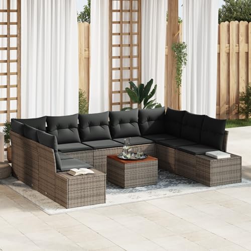 SKM 10-teiliges Garten-Sofa-Set mit Kissen Grau Poly Rattan Akazie,Möbel,Gartenmöbel,Gartensitzmöbel,Gartensofas,Grau,88.8KG,3356669 SKM 10-teiliges Garten-Sofa-Set mit Kissen Grau Poly Rattan Akazie,Möbel,Gartenmöbel,Gartensitzmöbel,Gartensofas,Grau,88.8KG,3356669 von SKM