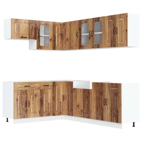 SKM 11-TLG. Küchenschrank-Set Kalmar Altholz-Optik Holzwerkstoff,Möbel,Schränke,Küchenschränke,Braun,189.5 kg,3314889 von SKM
