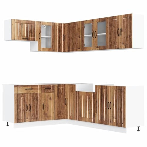 SKM 11-TLG. Küchenschrank-Set Lucca Altholz-Optik Holzwerkstoff,Möbel,Schränke,Küchenschränke,Braun,188.1 kg,3314899 von SKM