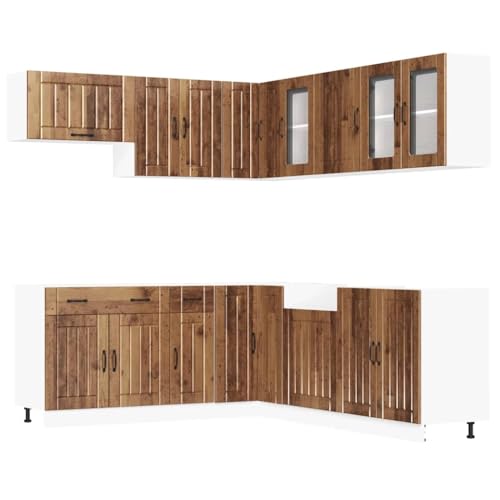 SKM 11-TLG. Küchenschrank-Set Lucca Altholz-Optik Holzwerkstoff,Möbel,Schränke,Küchenschränke,Braun,197 kg,3314929 von SKM