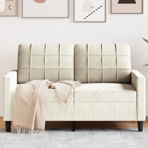 SKM 2-Sitzer-Sofa Creme 120 cm Samt,Möbel,Sofas,Creme,21.25KG,4007622 von SKM