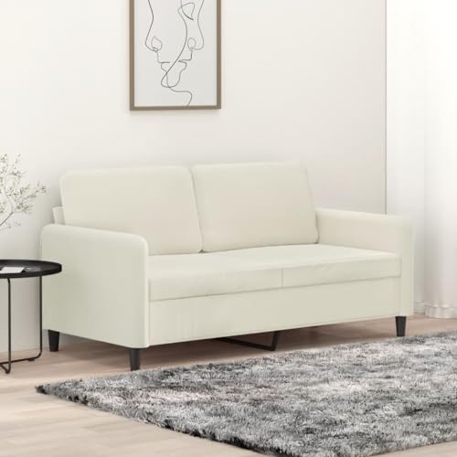 SKM 2-Sitzer-Sofa Creme 140 cm Samt,Möbel,Sofas,Creme,22.7KG,359450 von SKM
