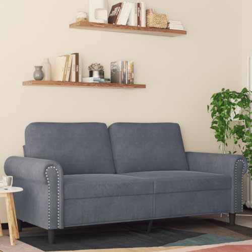 SKM 2-Sitzer-Sofa Dunkelgrau 140 cm Samt,Möbel,Sofas,Grau,24.45KG,359530 von SKM