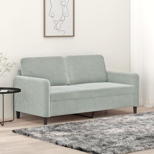 SKM 2-Sitzer-Sofa Hellgrau 140 cm Samt,Möbel,Sofas,Grau,22.7KG,359442 von SKM