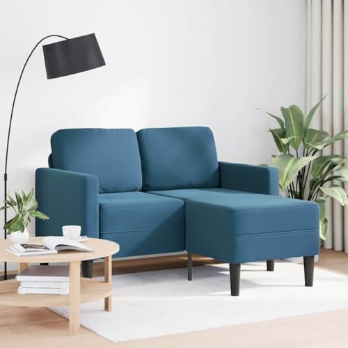 SKM 2-Sitzer-Sofa mit Chaiselongue L-Form Blau 125 cm Samt,Möbel,Sofas,Blau,27.2 kg,4107068 von SKM