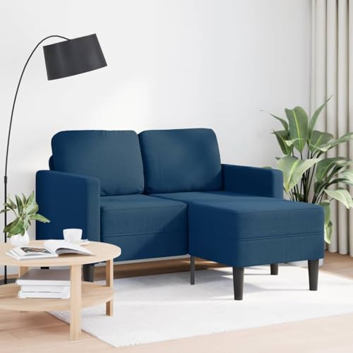 SKM 2-Sitzer-Sofa mit Chaiselongue L-Form Blau 125 cm Stoff,Möbel,Sofas,Blau,27.2 kg,4107066 von SKM