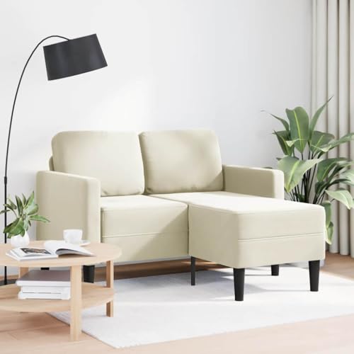 SKM 2-Sitzer-Sofa mit Chaiselongue L-Form Creme 125 cm Samt,Möbel,Sofas,Creme,27.2 kg,4107075 von SKM
