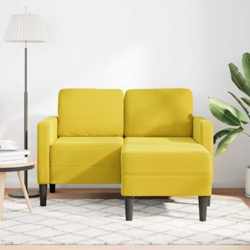 SKM 2-Sitzer-Sofa mit Chaiselongue L-Form Gelb 125 cm Samt,Möbel,Sofas,Gelb,27.2 kg,4107074 von SKM