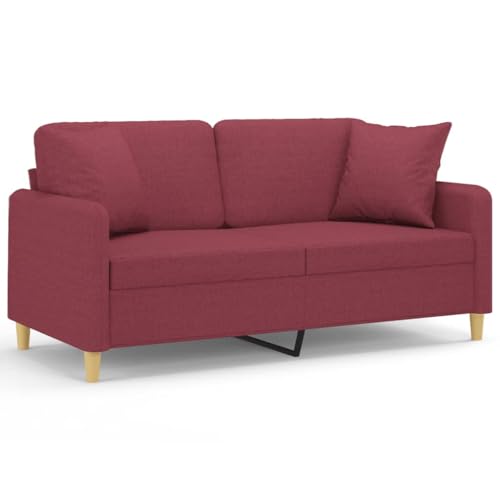 SKM 2-Sitzer-Sofa mit Zierkissen Weinrot 140 cm Stoff,Möbel,Sofas,Rot,24.4 kg,3200915 von SKM