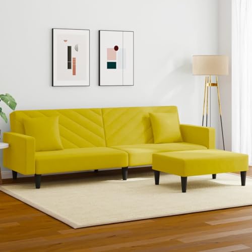 SKM 2-TLG. Sofagarnitur mit Kissen Gelb Samt,Möbel,Sofas,Gelb,36.55KG,3216272 von SKM