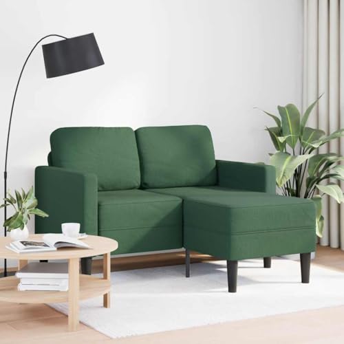 SKM 2er-Sofa mit Chaiselongue L-Form Dunkelgrün 125 cm Leinen,Möbel,Sofas,Grün,27.2 kg,4107081 von SKM