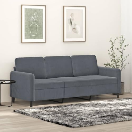SKM 3-Sitzer-Sofa Dunkelgrau 180 cm Samt,Möbel,Sofas,Grau,28.7KG,359453 von SKM