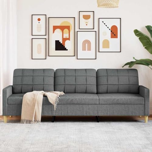 SKM 3-Sitzer-Sofa Dunkelgrau 210 cm Stoff,Möbel,Sofas,Grau,30.5KG,4007415 von SKM