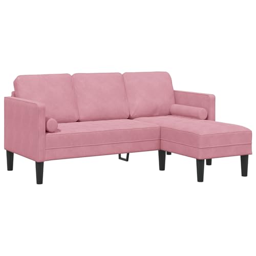 SKM 3-Sitzer Sofa mit Chaise L-förmigem Lichtrosa 160 cm Samt,Möbel,Sofas,Rosa,29.6KG,42001929 von SKM
