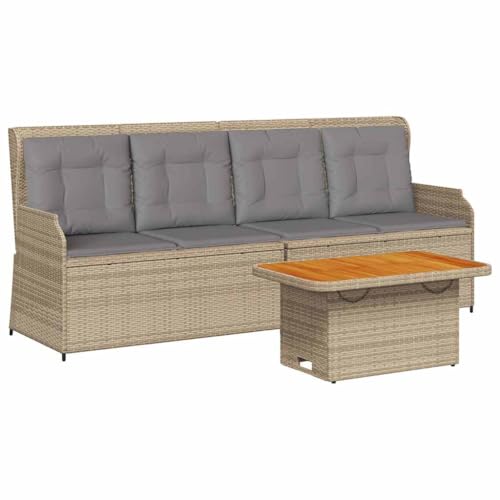 SKM 3-TLG. Garten-Lounge-Set mit Kissen Beige Poly Rattan,Möbel,Gartenmöbel,Gartenmöbel-Sets,Beige,46.4 kg,3262445 von SKM