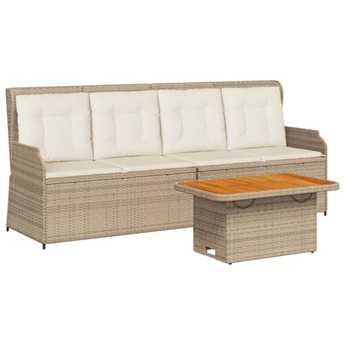 SKM 3-TLG. Garten-Lounge-Set mit Kissen Beige Poly Rattan,Möbel,Gartenmöbel,Gartenmöbel-Sets,Beige,46.4 kg,3262446 von SKM