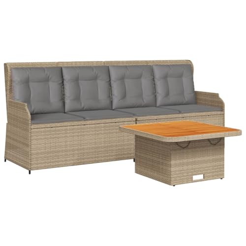 SKM 3-TLG. Garten-Lounge-Set mit Kissen Beige Poly Rattan,Möbel,Gartenmöbel,Gartenmöbel-Sets,Beige,48.4 kg,3262103 von SKM