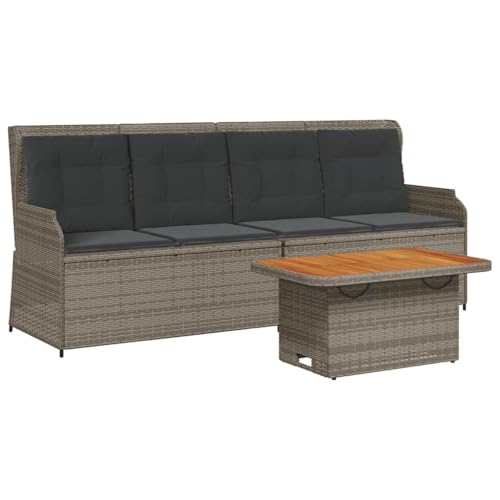 SKM 3-TLG. Garten-Lounge-Set mit Kissen Grau Poly Rattan,Möbel,Gartenmöbel,Gartenmöbel-Sets,Grau,46.4 kg,3262444 von SKM