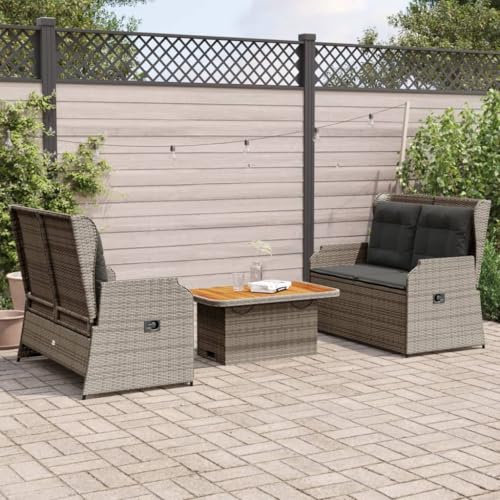 SKM 3-TLG. Garten-Lounge-Set mit Kissen Grau Poly Rattan,Möbel,Gartenmöbel,Gartenmöbel-Sets,Grau,47.6 kg,3262748 von SKM